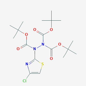 molecular formula C18H28ClN3O6S B12850354 tri-tert-Butyl 2-(4-chlorothiazol-2-yl)hydrazine-1,1,2-tricarboxylate 
