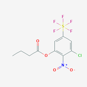 molecular formula C10H9ClF5NO4S B12850407 Ethyl chloro-(2-nitro-5-(pentafluorosulfanyl)phenyl) acetate 