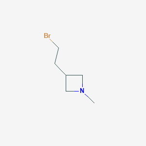 molecular formula C6H12BrN B12850459 3-(2-Bromoethyl)-1-methyl-azetidine 