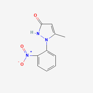 molecular formula C10H9N3O3 B12850706 5-Methyl-1-(2-nitrophenyl)pyrazol-3-one CAS No. 67916-05-6