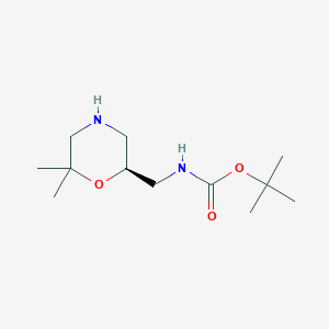 molecular formula C12H24N2O3 B12850755 tert-Butyl (S)-((6,6-dimethylmorpholin-2-yl)methyl)carbamate 