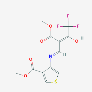 molecular formula C13H12F3NO5S B12850758 Methyl 4-{[2-(ethoxycarbonyl)-4,4,4-trifluoro-3-oxobut-1-enyl]amino}thiophene-3-carboxylate 