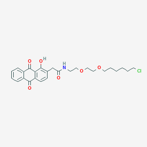 molecular formula C26H30ClNO6 B12850780 N-(2-(2-((6-Chlorohexyl)oxy)ethoxy)ethyl)-2-(1-hydroxy-9,10-dioxo-9,10-dihydroanthracen-2-yl)acetamide 