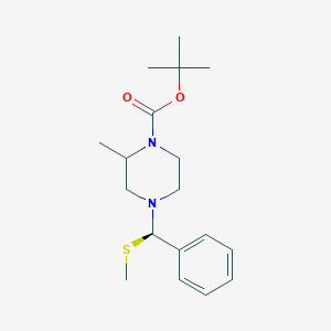 molecular formula C18H28N2O2S B12850991 tert-butyl 2-methyl-4-[(R)-methylsulfanyl(phenyl)methyl]piperazine-1-carboxylate 