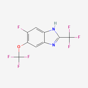 molecular formula C9H3F7N2O B12851074 5-Fluoro-6-(trifluoromethoxy)-2-(trifluoromethyl)-1H-benzimidazole 