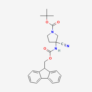 molecular formula C25H27N3O4 B12851246 Tert-butyl 3-(((9H-fluoren-9-YL)methoxy)carbonylamino)-3-cyanopyrrolidine-1-carboxylate 
