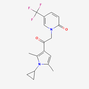 molecular formula C17H17F3N2O2 B12851345 1-(2-(1-Cyclopropyl-2,5-dimethyl-1H-pyrrol-3-yl)-2-oxoethyl)-5-(trifluoromethyl)pyridin-2(1H)-one 