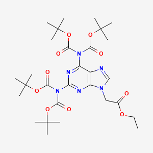 molecular formula C29H44N6O10 B12851355 Ethyl 2-(2,6-bis(bis(tert-butoxycarbonyl)amino)-9H-purin-9-yl)acetate 