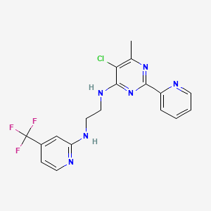 molecular formula C18H16ClF3N6 B12851392 N-[5-Chloro-6-Methyl-2-(2-Pyridinyl)-4-Pyrimidinyl]-N'-[4-(Trifluoromethyl)-2-Pyridinyl]-1,2-Ethanediamine 