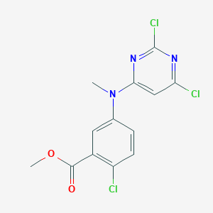 molecular formula C13H10Cl3N3O2 B12851450 Methyl 2-chloro-5-((2,6-dichloropyrimidin-4-yl)(methyl)amino)benzoate 