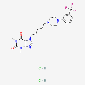 molecular formula C23H31Cl2F3N6O2 B12851455 Theophylline, 7-(5-(4-(m-trifluoromethylphenyl)-1-piperazinyl)pentyl)-, dihydrochloride CAS No. 87798-87-6