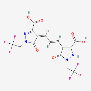 molecular formula C15H10F6N4O6 B12851744 4-[3-[3-Carboxy-5-hydroxy-1-(2,2,2-trifluoroethyl)-1H-pyrazol-4-YL]allylidene]-4,5-dihydro-5-oxo-1-(2,2,2-trifluoroethyl)-1H-pyrazole-3-carboxylic acid CAS No. 76552-35-7