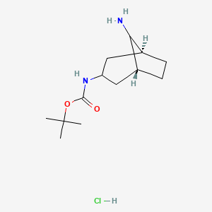 molecular formula C13H25ClN2O2 B12851775 rel-tert-Butyl ((1R,3s,5S,8r)-8-aminobicyclo[3.2.1]octan-3-yl)carbamate hydrochloride 