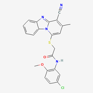 molecular formula C22H17ClN4O2S B12851833 N-(5-Chloro-2-methoxyphenyl)-2-((4-cyano-3-methylbenzo[4,5]imidazo[1,2-a]pyridin-1-yl)thio)acetamide 