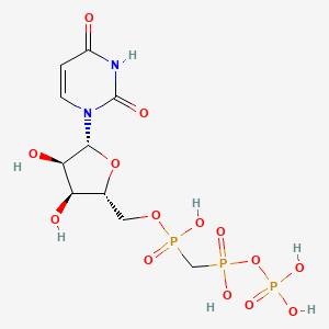 molecular formula C10H17N2O14P3 B12851867 5'-O-[(S)-hydroxy{[(S)-hydroxy(phosphonooxy)phosphoryl]methyl}phosphoryl]uridine 