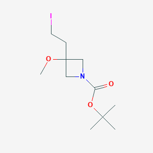 molecular formula C11H20INO3 B12852009 tert-Butyl 3-(2-iodoethyl)-3-methoxy-azetidine-1-carboxylate 