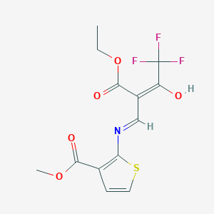 molecular formula C13H12F3NO5S B12852016 Methyl 2-{[2-(ethoxycarbonyl)-4,4,4-trifluoro-3-oxobut-1-enyl]amino}thiophene-3-carboxylate 