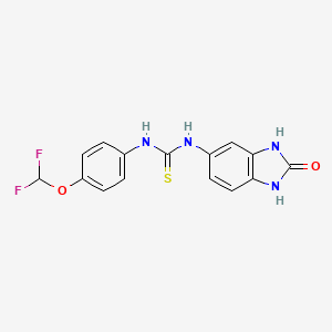 molecular formula C15H12F2N4O2S B12852035 1-(4-(Difluoromethoxy)phenyl)-3-(2-oxo-2,3-dihydro-1H-benzo[d]imidazol-5-yl)thiourea 