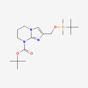 molecular formula C18H33N3O3Si B12852290 2-({[tert-Butyl(dimethyl)silyl]oxy}methyl)-6,7-dihydroimidazo[1,2-a]pyrimidine, N8-BOC protected 
