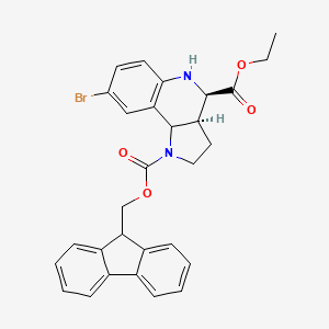 molecular formula C29H27BrN2O4 B12852295 1-((9H-Fluoren-9-yl)methyl) 4-ethyl (3aR,4R)-8-bromo-2,3,3a,4,5,9b-hexahydro-1H-pyrrolo[3,2-c]quinoline-1,4-dicarboxylate 