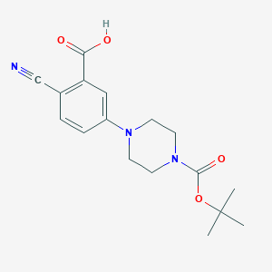 molecular formula C17H21N3O4 B12852344 5-(4N-BOCpiperazin-1-yl)-2-cyanobenzoic acid 