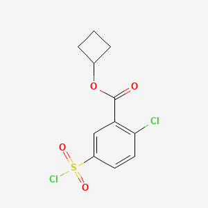 molecular formula C11H10Cl2O4S B12852470 Cyclobutyl 2-chloro-5-(chlorosulfonyl)benzoate 