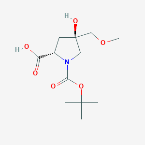 molecular formula C12H21NO6 B12852679 (2S,4R)-4-hydroxy-4-(methoxymethyl)-1-[(2-methylpropan-2-yl)oxycarbonyl]pyrrolidine-2-carboxylic acid 