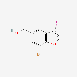 molecular formula C9H6BrFO2 B12852696 (7-Bromo-3-fluoro-benzofuran-5-yl)methanol 
