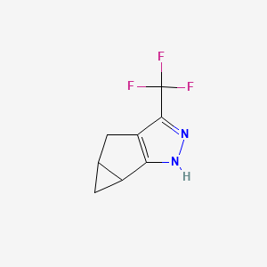 molecular formula C8H7F3N2 B12852733 4,4a,5,5a-Tetrahydro-3-(trifluoromethyl)-1H-cyclopropa[4,5]cyclopenta[1,2-c]pyrazole 