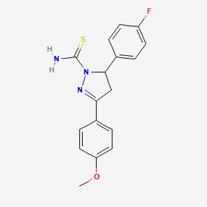 molecular formula C17H16FN3OS B12852831 5-(4-Fluorophenyl)-3-(4-methoxyphenyl)-4,5-dihydro 1H-pyrazole-1-carbothioamide 