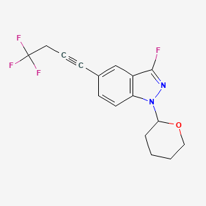 molecular formula C16H14F4N2O B12852837 3-Fluoro-1-tetrahydropyran-2-yl-5-(4,4,4-trifluorobut-1-ynyl)indazole 