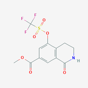 molecular formula C12H10F3NO6S B12852895 Methyl 1-oxo-5-(((trifluoromethyl)sulfonyl)oxy)-1,2,3,4-tetrahydroisoquinoline-7-carboxylate 