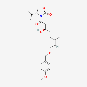 molecular formula C23H33NO6 B12852964 (R)-3-((R,Z)-3-hydroxy-8-((4-methoxybenzyl)oxy)-6-methyloct-6-enoyl)-4-isopropyloxazolidin-2-one 
