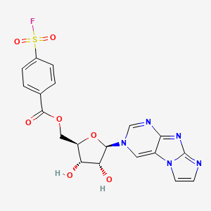 molecular formula C19H16FN5O7S B12852973 [(2R,3S,4R,5R)-3,4-dihydroxy-5-imidazo[2,1-f]purin-3-yloxolan-2-yl]methyl 4-fluorosulfonylbenzoate 
