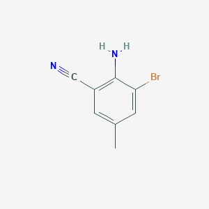 molecular formula C8H7BrN2 B12852985 2-Amino-3-bromo-5-methylbenzonitrile 