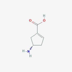 molecular formula C6H9NO2 B012853 (S)-4-aminocyclopent-1-enecarboxylic acid CAS No. 102629-73-2