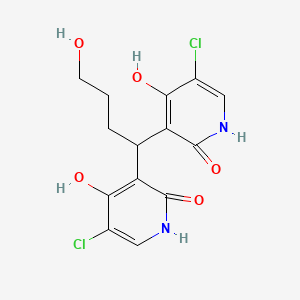 molecular formula C14H14Cl2N2O5 B12853068 3,3'-(4-Hydroxybutane-1,1-diyl)bis(5-chloro-4-hydroxypyridin-2(1H)-one) 
