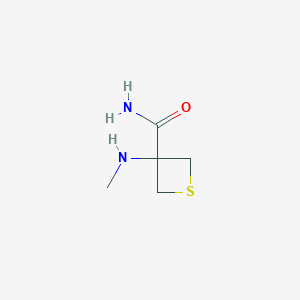 molecular formula C5H10N2OS B12853075 3-(Methylamino)thietane-3-carboxamide 