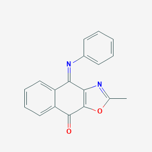 molecular formula C18H12N2O2 B128532 2-Methyl-4-(phenylimino)naphth(2,3-d)oxazol-9-one CAS No. 153824-55-6