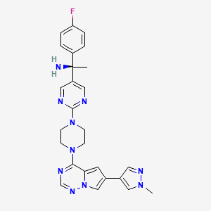 molecular formula C26H27FN10 B12853378 (R)-1-(4-Fluorophenyl)-1-(2-(4-(6-(1-methyl-1H-pyrazol-4-yl)pyrrolo[2,1-f][1,2,4]triazin-4-yl)piperazin-1-yl)pyrimidin-5-yl)ethan-1-amine 