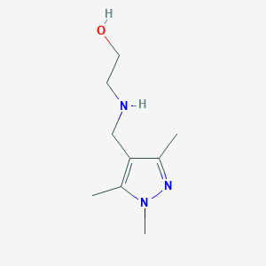 molecular formula C9H17N3O B1285341 2-{[(1,3,5-trimethyl-1H-pyrazol-4-yl)methyl]amino}ethanol CAS No. 400877-08-9