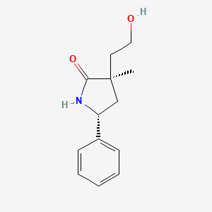 molecular formula C13H17NO2 B12853464 (3R,5R)-3-(2-Hydroxyethyl)-3-methyl-5-phenylpyrrolidin-2-one 