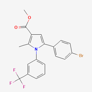 molecular formula C20H15BrF3NO2 B12853788 methyl 5-(4-bromophenyl)-2-methyl-1-[3-(trifluoromethyl)phenyl]-1H-pyrrole-3-carboxylate 