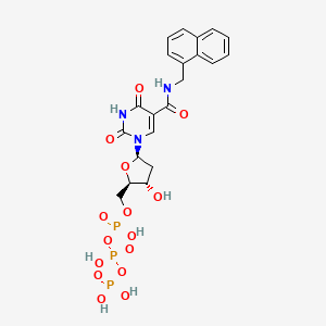 molecular formula C21H24N3O15P3 B12853906 ((2R,3S,5R)-3-Hydroxy-5-(5-((naphthalen-1-ylmethyl)carbamoyl)-2,4-dioxo-3,4-dihydropyrimidin-1(2H)-yl)tetrahydrofuran-2-yl)methyl tetrahydrogen triphosphate 