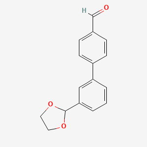 molecular formula C16H14O3 B12853987 3'-(1,3-Dioxolan-2-yl)[1,1'-biphenyl]-4-carbaldehyde CAS No. 893737-18-3