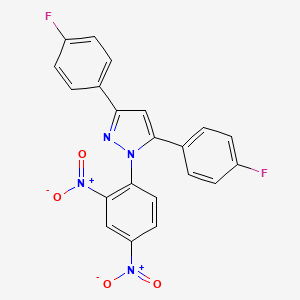 molecular formula C21H12F2N4O4 B12854105 1-(2,4-Dinitrophenyl)-3,5-bis(4-fluorophenyl)-1h-pyrazole 