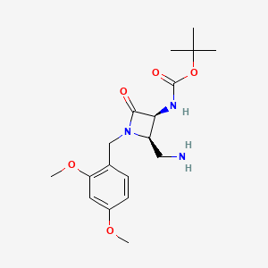 molecular formula C18H27N3O5 B12854331 tert-Butyl N-[(2R,3S)-2-(aminomethyl)-1-[(2,4-dimethoxyphenyl)methyl]-4-oxo-azetidin-3-yl]carbamate 