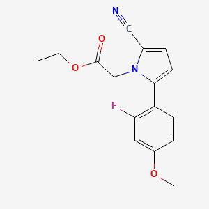 molecular formula C16H15FN2O3 B12854483 ethyl 2-(2-cyano-5-(2-fluoro-4-methoxyphenyl)-1H-pyrrol-1-yl)acetate 