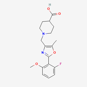 molecular formula C18H21FN2O4 B12854897 1-((2-(2-Fluoro-6-methoxyphenyl)-5-methyloxazol-4-yl)methyl)piperidine-4-carboxylic acid 