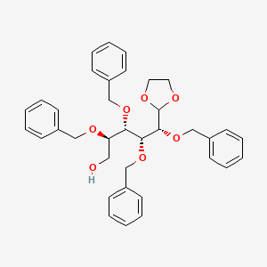 molecular formula C36H40O7 B12854946 (2R,3S,4R,5R)-2,3,4,5-Tetrakis(benzyloxy)-5-(1,3-dioxolan-2-yl)pentan-1-ol 